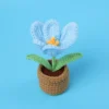 Tulip crochet flowers pot cute knit flower creative crochet plant pot tulips knitting flower car table home decor 4