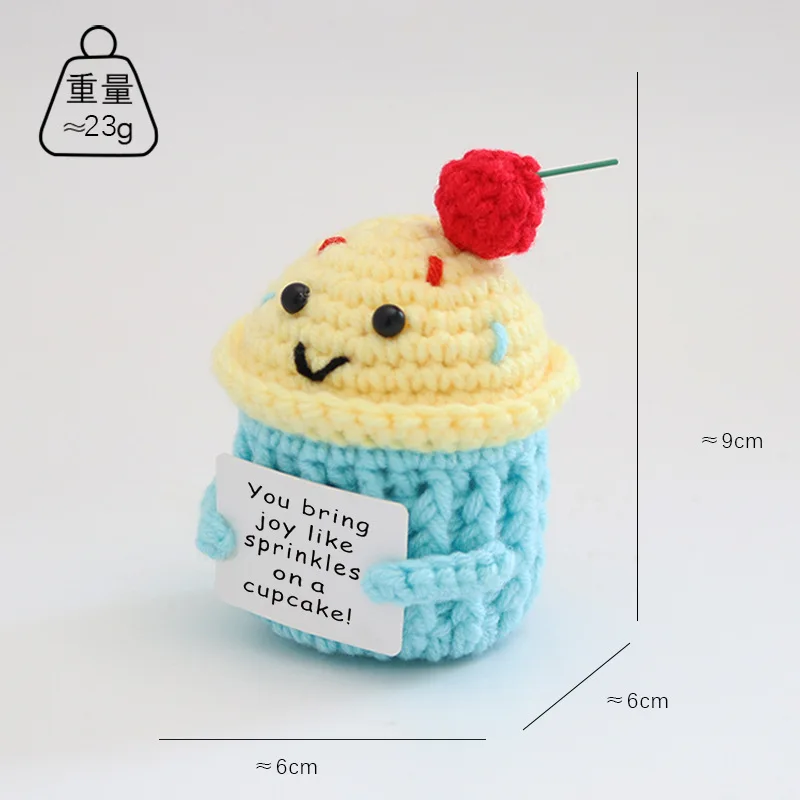 Kawaii cake crochet doll emotional support doll desk accessories handmade small gifts positive crochet home decor 2
