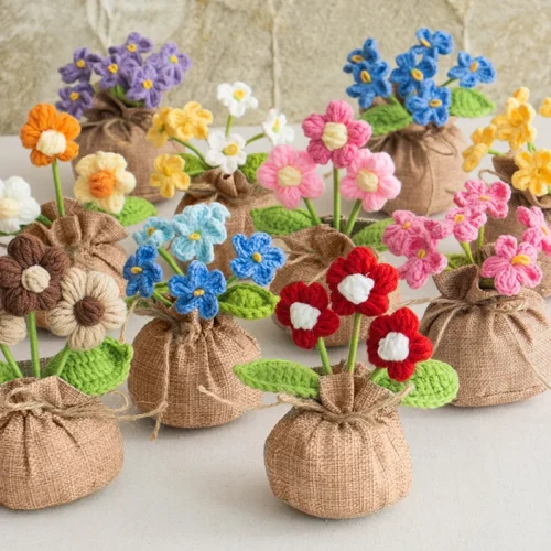 2025 Knitted Flowers Potted Cute Crochet Flowers Knitting Flower Wedding Guest Gift Crochet Rose Sunflower Table Decor 1 2025 knitted flowers potted cute crochet flowers knitting flower wedding guest gift crochet rose sunflower table decor 1