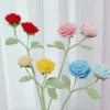 Mini rose crochet flowers creative knitted flowers crochet woven flower bouquet wedding party home decor gift 1
