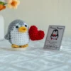 Funny handmade knitted heart penguin ornament home room decoration wool yarn crochet positive energy penguin doll christmas gift 3