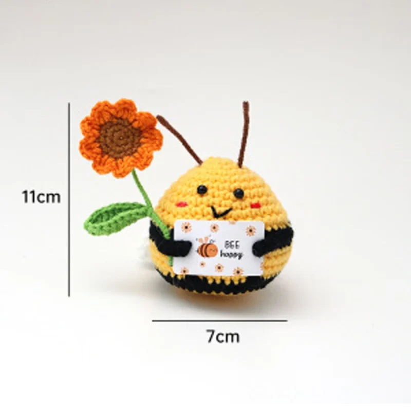Positive bee crochet emotional support positive crochet animals knitting doll animal with words cute gift 3