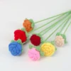 1pc creative crochet flowers finished knitting rose flower wedding bouquet cute fake flowers friends gift home decor 6