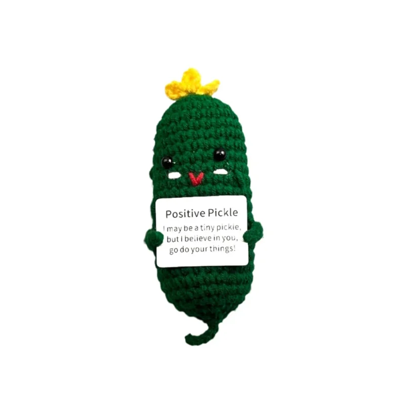 Handmade emotional support pickle positive cucumber dolls home decoration funny kawaii yarn knitting gifts living room decor 6