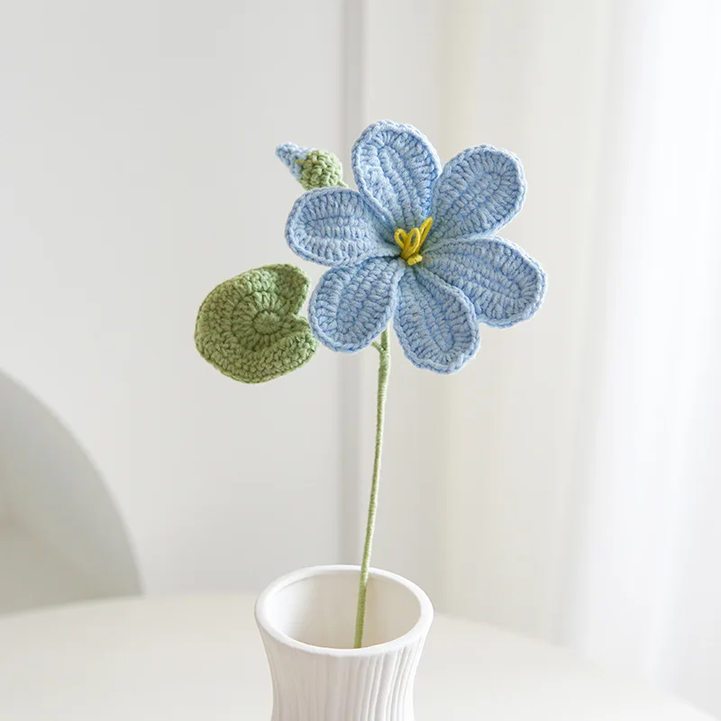 Paulownia crochet flower bouquet creative knitted flowers wedding bride flower handwoven plant home decor 5