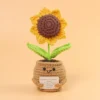 Cute crochet sunflowers with potted funny kintted flower car table decor handwoven plant gift graduation gifts 2