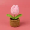 Tulip crochet flowers pot cute knit flower creative crochet plant pot tulips knitting flower car table home decor 6