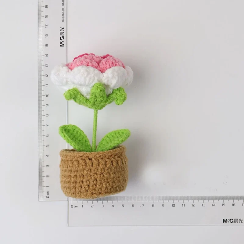 Crochet rose flowers potted knitted flower creative artificial flower sunflowers table decor crochet pot plant 4