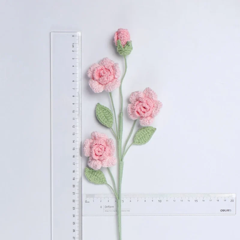 Crochet flower knitted rose flowers bouquet roses artificial flowers bouquet wedding party home decor brithday gift 2