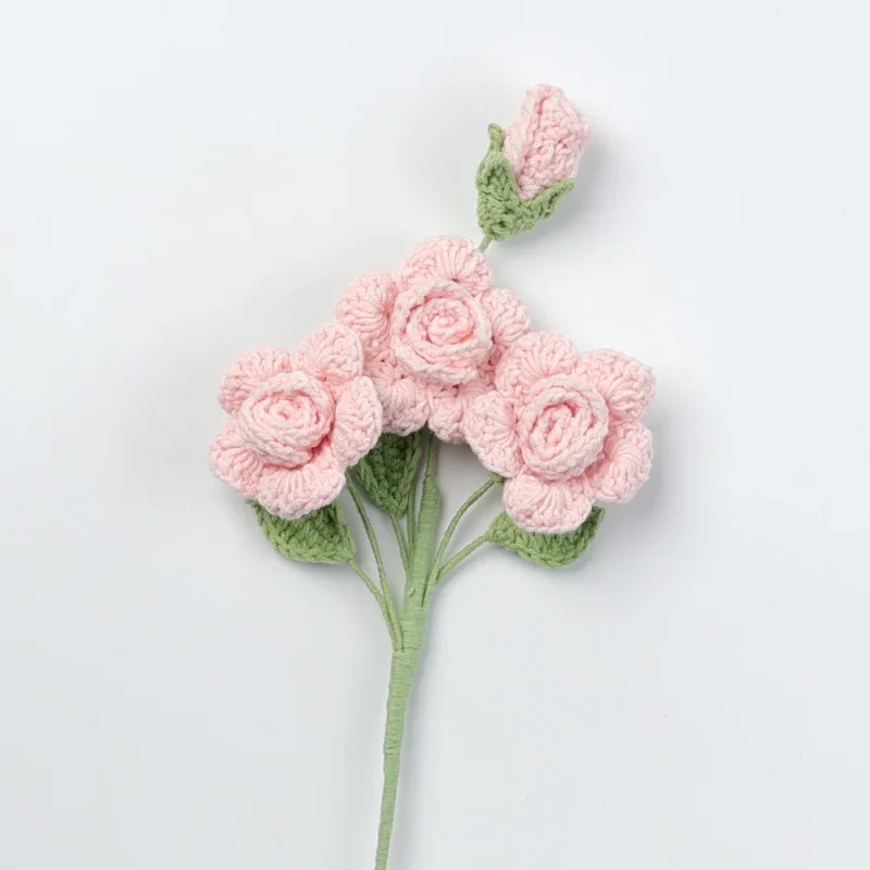 Crochet flower knitted rose flowers bouquet roses artificial flowers bouquet wedding party home decor brithday gift 6