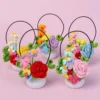 Crochet flowers with potted creative knitted flower table items mothers day gift home wedding decor 1