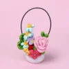 Crochet flowers with potted creative knitted flower table items mothers day gift home wedding decor 2