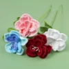 New crochet flowers bouquet creative knitted flower wedding decor artificial flower knitting bouquet home decor 1