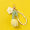 Tulip crochet keychain woven flower knitted keyring lovely bag pendant kintted tulip with pearl keychain 3