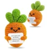 Positive crochet carrot doll with affirmation card home room decoration funny handmade plush wool doll ornaments christmas gifts 1