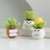Mini cute crochet flowers finished handmade cactus heart potted plants handmade bouquets home desktop decoration christmas gift 3