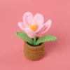 Tulip crochet flowers pot cute knit flower creative crochet plant pot tulips knitting flower car table home decor 3