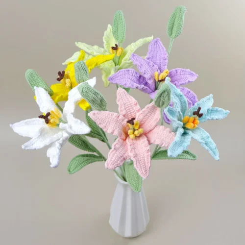 2025 Lily Crochet Flowers Creative Lily Crochet Flower Bouquet Kintted Plant Wedding Decor Table Home Decor Gift 1 2025 lily crochet flowers creative lily crochet flower bouquet kintted plant wedding decor table home decor gift 1