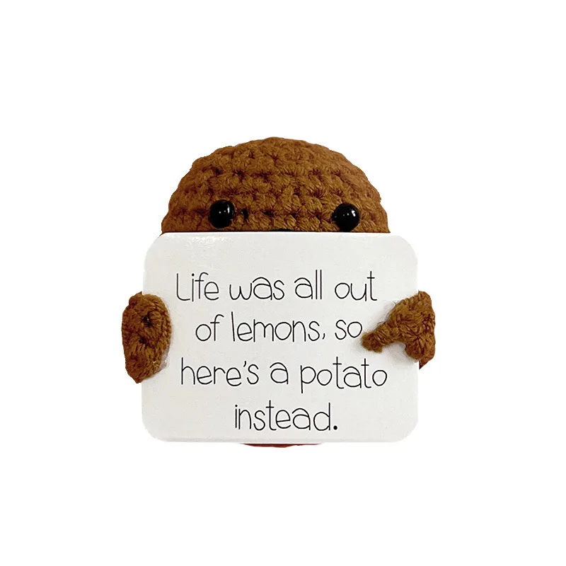 Positive cute potato home room decor mini handmade plush ornament knitting wool yarn doll birthday gifts room decorations 6