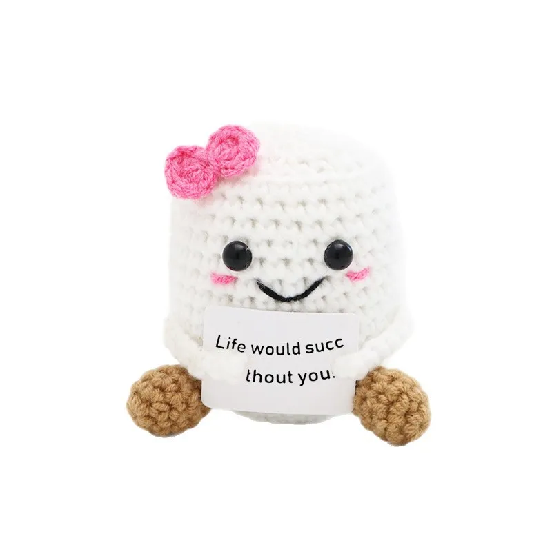 Kawaii cake crochet doll emotional support doll desk accessories handmade small gifts positive crochet home decor 5