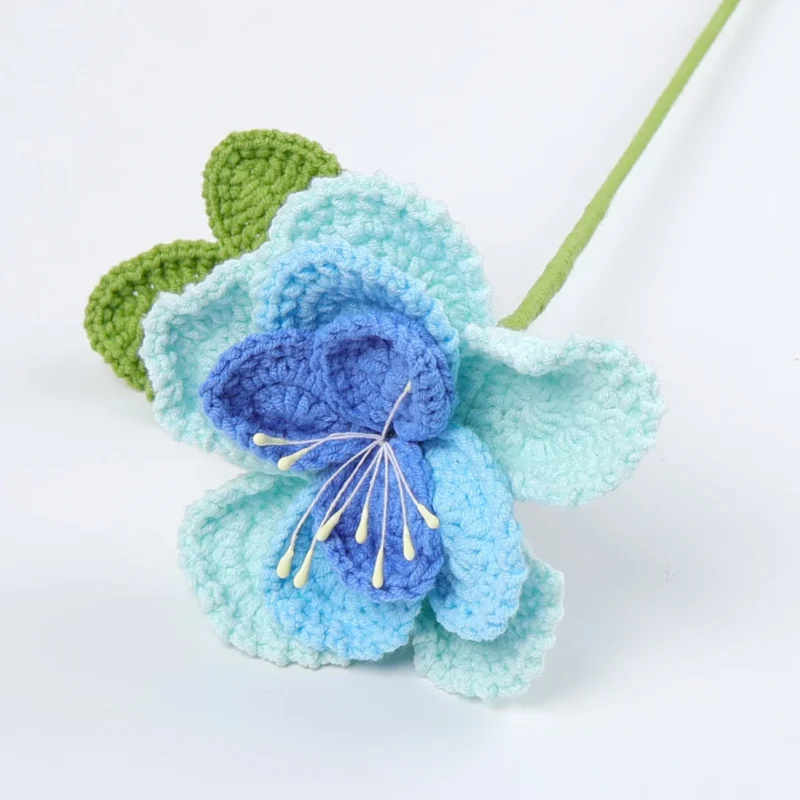 New crochet flowers bouquet creative knitted flower wedding decor artificial flower knitting bouquet home decor 6