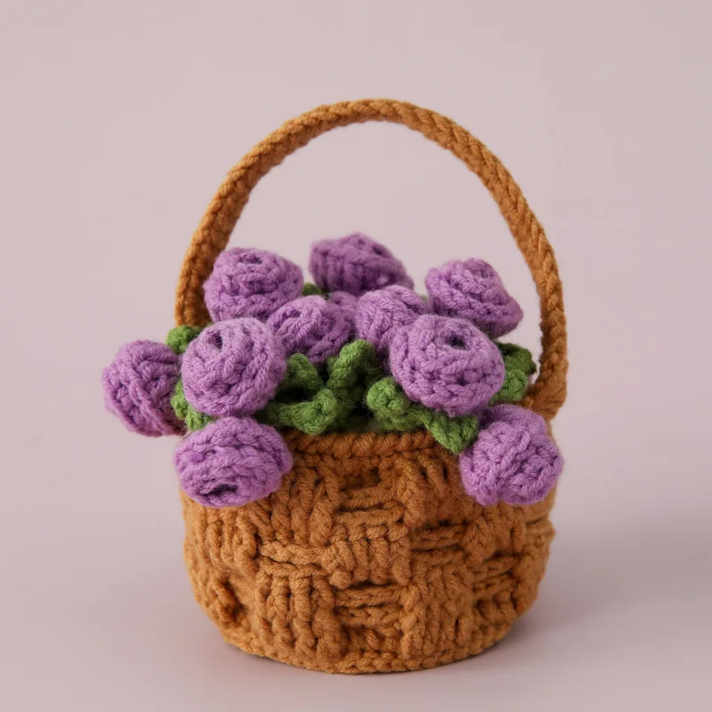 2025 crochet flower potted rose kintted flower coaster crochet flower cup mat friends gift table decor 5
