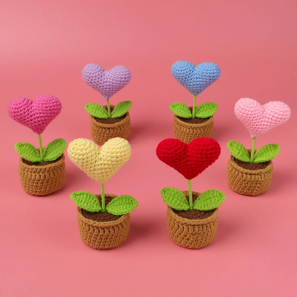 Crochet Sunflowers Potted Cute Knitting Flower Pot Flower Pot Handwoven Plant Car Table Bookshelf Home Decor Gift 25