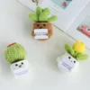 Mini cute crochet flowers finished handmade cactus heart potted plants handmade bouquets home desktop decoration christmas gift 4