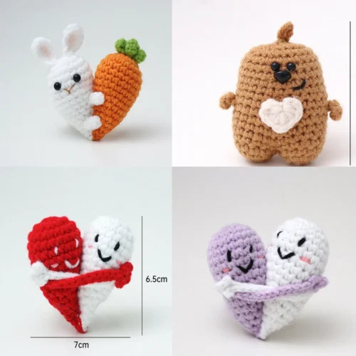 Cute crochet doll kintted heartshape doll finnshed hand woven toy knitted hearts love doll funny gifts 1