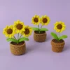 Kawaii crochet sunflowers knitting flower pot finnshed handmade plant car table decor fake sunflower 2