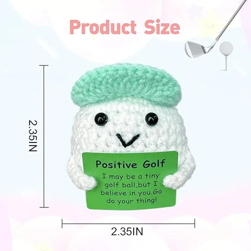Crochet golf doll ornament home room decoration handmade knitted positive energy golf doll with card christmas party gifts 5