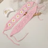 Sweet knitted triangle scarf fashionable handmade headscarf girl photo props french headband hair bands 6