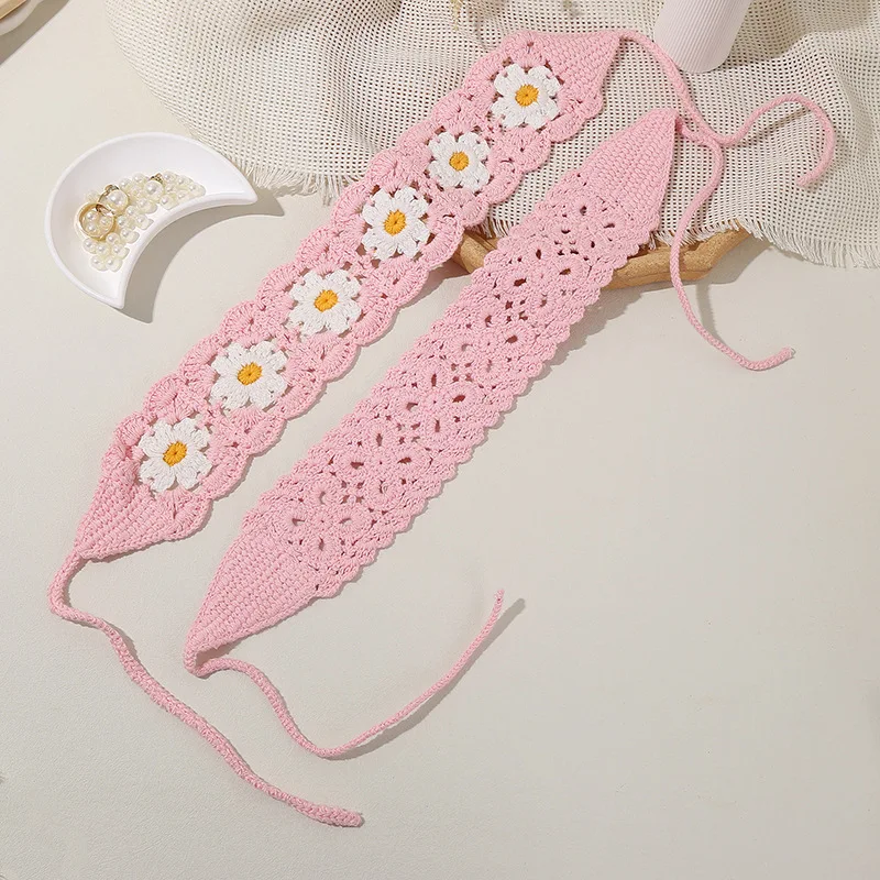 Sweet knitted triangle scarf fashionable handmade headscarf girl photo props french headband hair bands 6