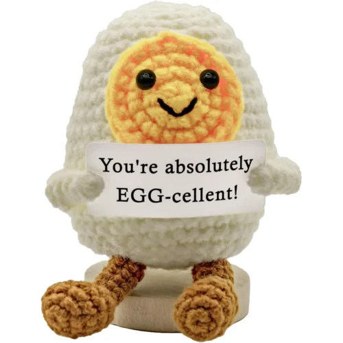 Funny crochet positive energy egg doll home room decoration handmade knitted yarn hug pocket egg dolls with card christmas gifts 1