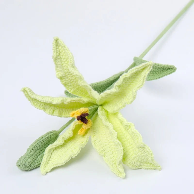2025 lily crochet flowers creative lily crochet flower bouquet kintted plant wedding decor table home decor gift 4