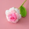 1pc crochet rose flower graduation bouquet romantic knitting flowers finished artificial plant wedding decor gift 3