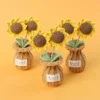Retro crochet sunflowers artificial flowers decoration handwoven crochet plants kintted flower table decor 2