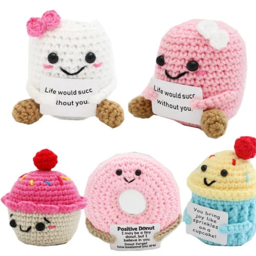 Kawaii cake crochet doll emotional support doll desk accessories handmade small gifts positive crochet home decor 1