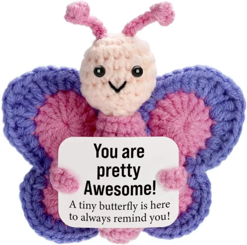 Positive Energy Butterfly Hug Pocket Mini Handmade Plush Wool Knitting Doll With Card Funny Christams Gift Home Room Decoration 1 Positive energy butterfly hug pocket mini handmade plush wool knitting doll with card funny christams gift home room decoration 1