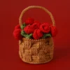2025 crochet flower potted rose kintted flower coaster crochet flower cup mat friends gift table decor 3