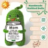 Funny crochet positive pickle plush dolls with card mothers day gift for mom from daughter or son handmade knitted pickle doll 4