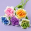 1pc crochet rose flower graduation bouquet romantic knitting flowers finished artificial plant wedding decor gift 1