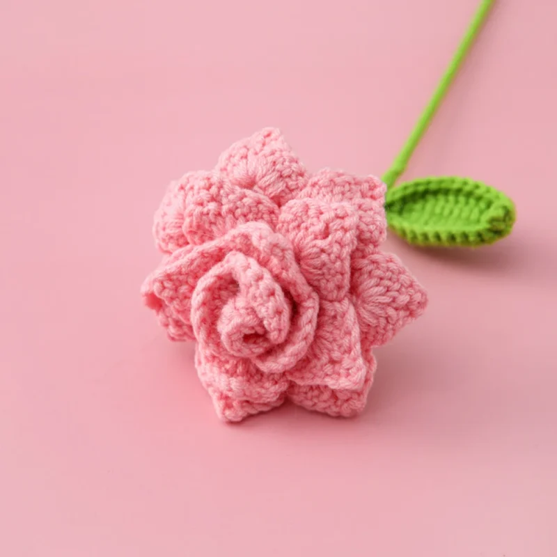 Rose knitted flowers crochet wedding bouquet flower knitted bouquet home party decor friends gift graduation bouquet 6