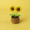 Kawaii crochet sunflowers knitting flower pot finnshed handmade plant car table decor fake sunflower 3