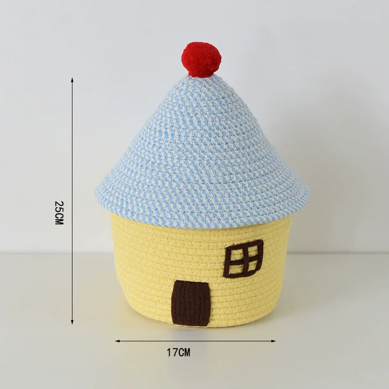 Cute storage basket desktop sundries storage box snack toys organizer hand woven make up basket home decor 6