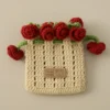 Ins crochet coin purse cute handmade lipstick bag adjustable rope with knitted rose mini makeup bag 5