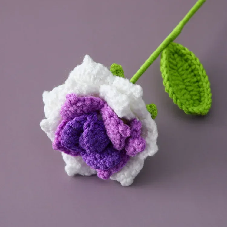 1pc crochet rose flower graduation bouquet romantic knitting flowers finished artificial plant wedding decor gift 4