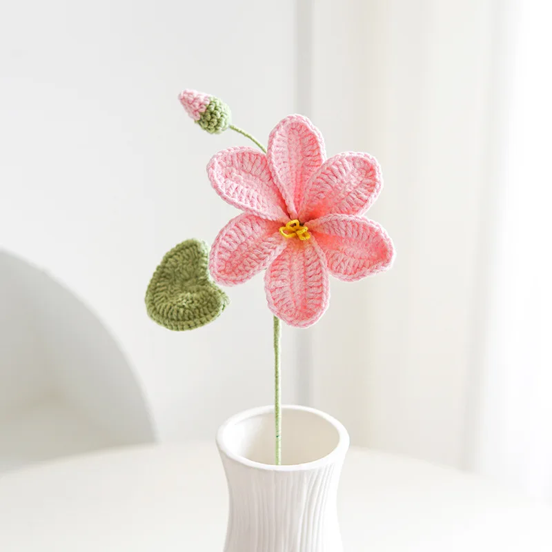 Paulownia crochet flower bouquet creative knitted flowers wedding bride flower handwoven plant home decor 3