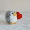 Funny handmade knitted heart penguin ornament home room decoration wool yarn crochet positive energy penguin doll christmas gift 6