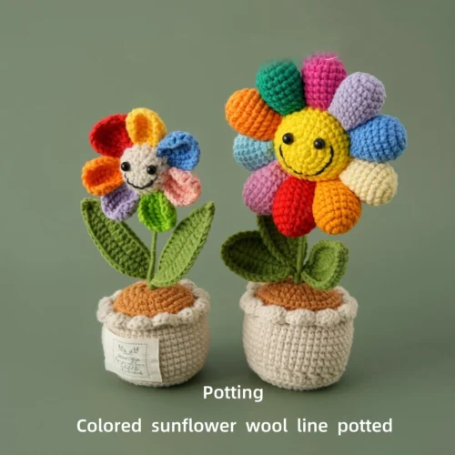 Sunflowers Crochet Colourful Kintted Flower Potted Artificial Flower Sunflower Table Decor Graduation Gift 1 Sunflowers crochet colourful kintted flower potted artificial flower sunflower table decor graduation gift 1